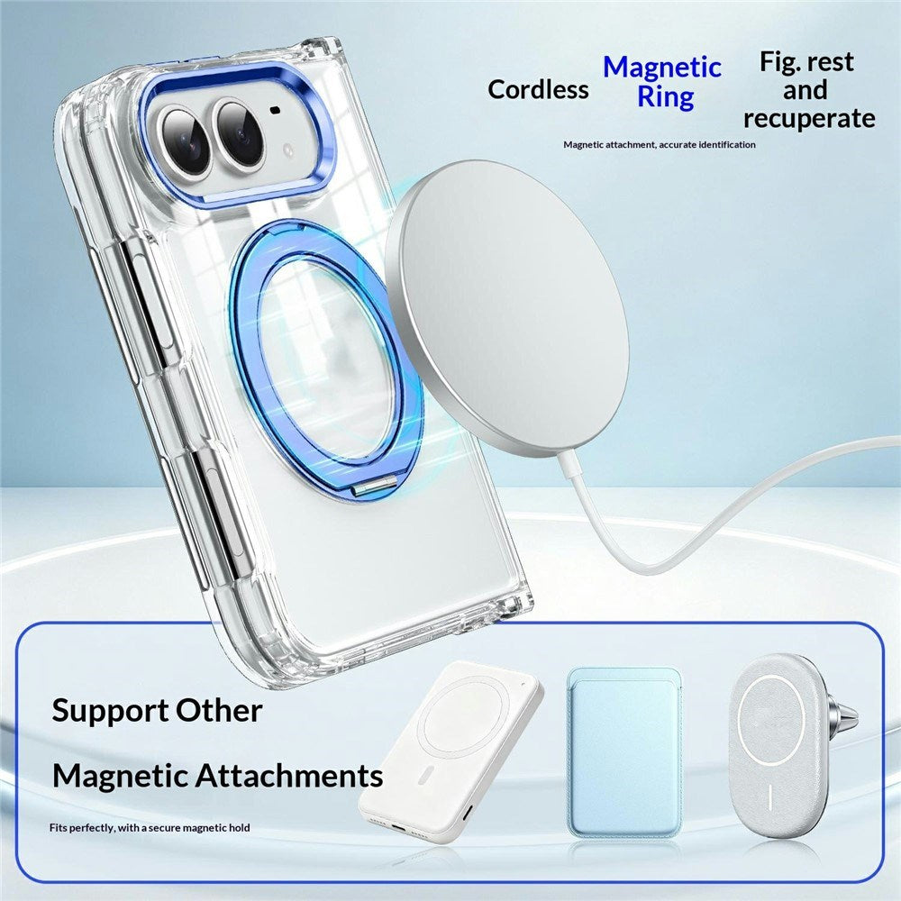 EIDERWOOD iPhone Fold Hybrid Cover med Ståfunktion - MagSafe Kompatibel - Gennemsigtig / Sort