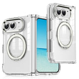 EIDERWOOD iPhone Fold Hybrid Cover med Ståfunktion - MagSafe Kompatibel - Gennemsigtig / Sølv