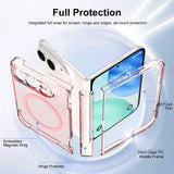 EIDERWOOD iPhone Fold Hybrid Mobil Cover m. Skærmbeskyttelsesglas - MagSafe Kompatibel - Gennemsigtig / Lyserød
