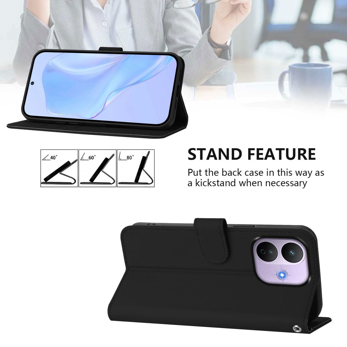 Xiaomi Redmi Note 17 Pro (5G) EIDERWOOD Kunstlæder Flip Cover m. Strop & Kortholder - Sort