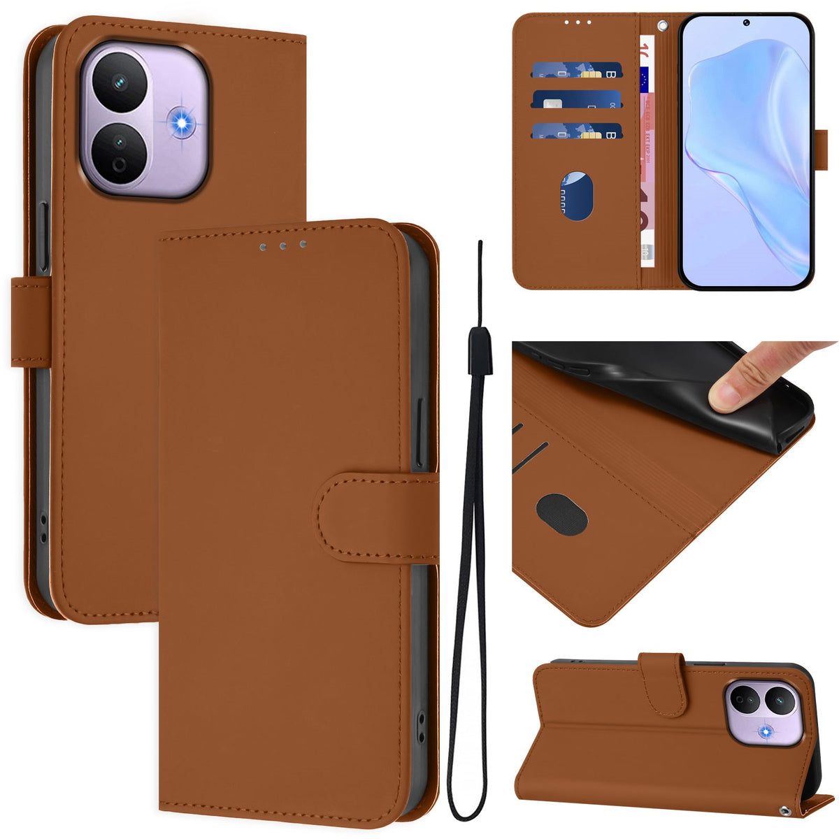 Xiaomi Redmi Note 17 Pro (5G) EIDERWOOD Kunstlæder Flip Cover m. Strop & Kortholder - Brun