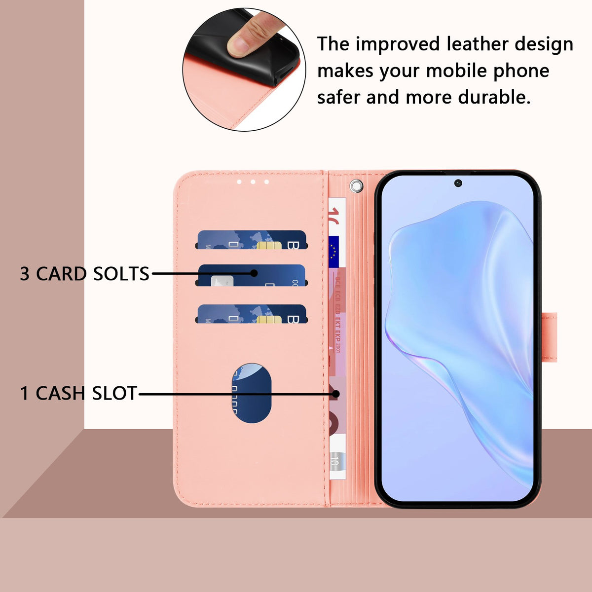 Xiaomi Redmi Note 17 Pro (5G) EIDERWOOD Kunstlæder Flip Cover m. Strop & Kortholder - Lyserød