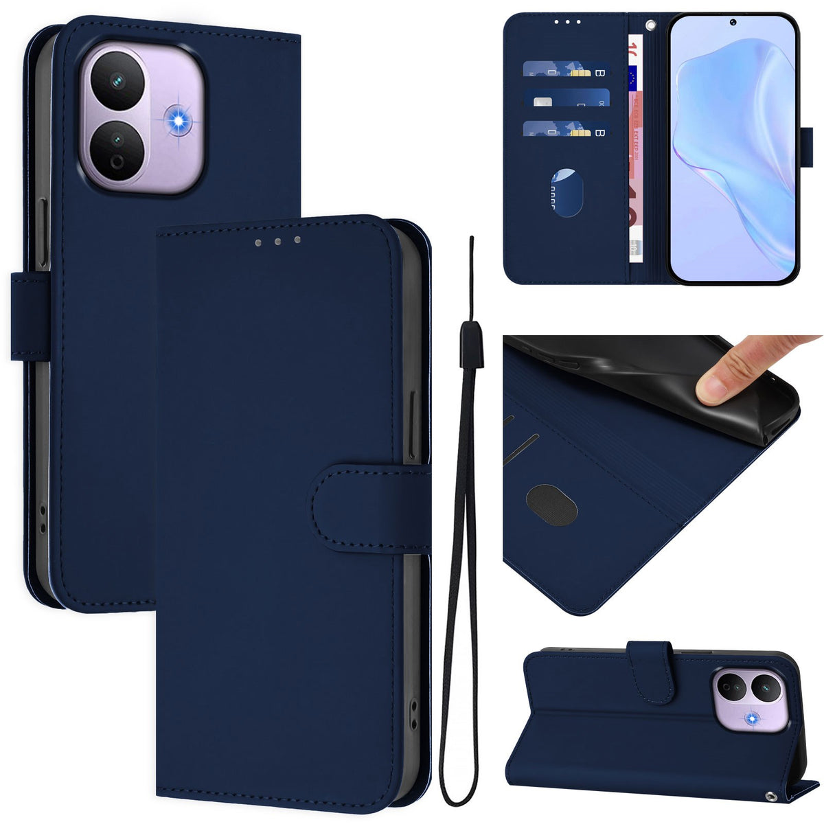 Xiaomi Redmi Note 17 Pro (5G) EIDERWOOD Kunstlæder Flip Cover m. Strop & Kortholder - Blå