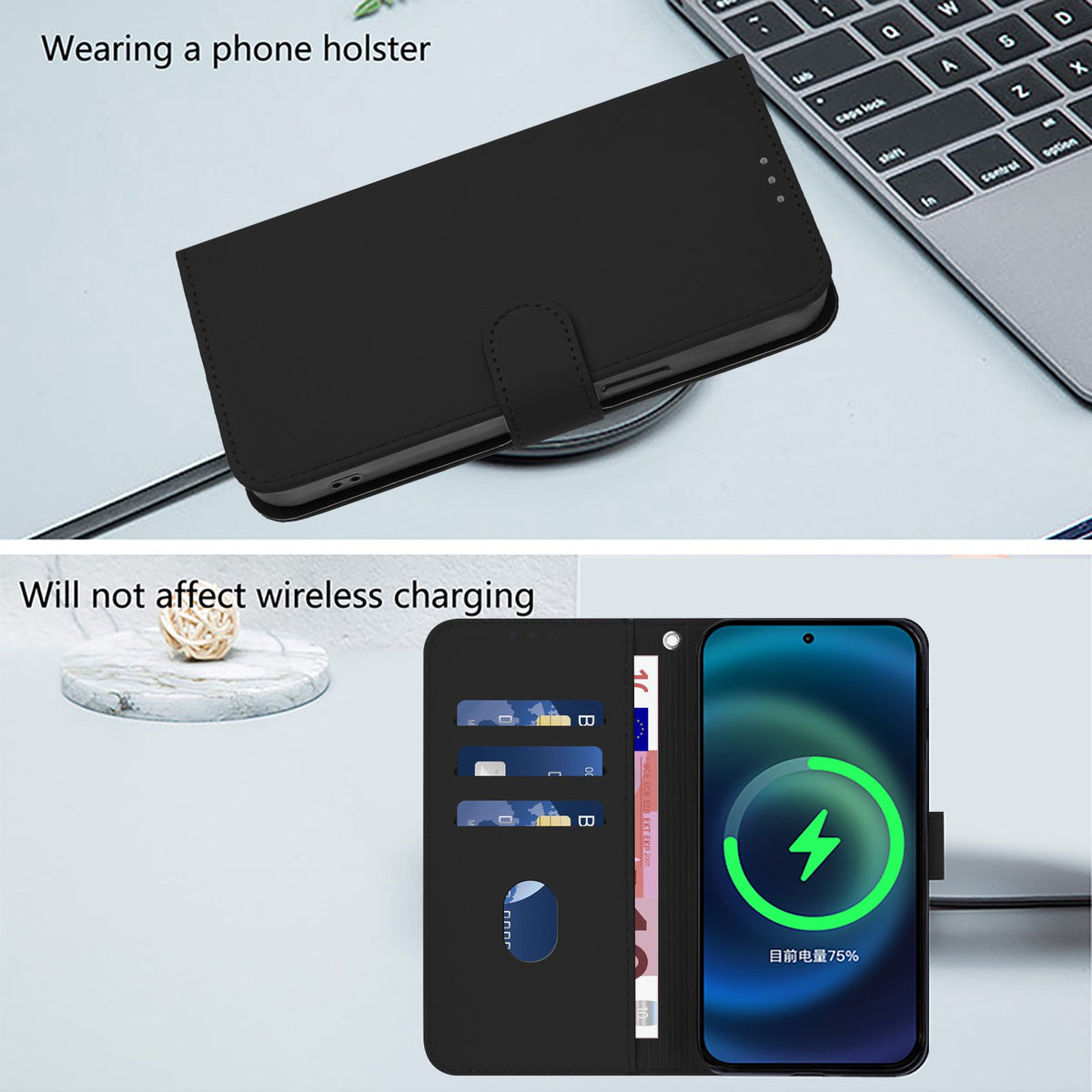 Xiaomi Redmi Note 17 (5G) EIDERWOOD Kunstlæder Flip Cover m. Strop & Kortholder - Sort