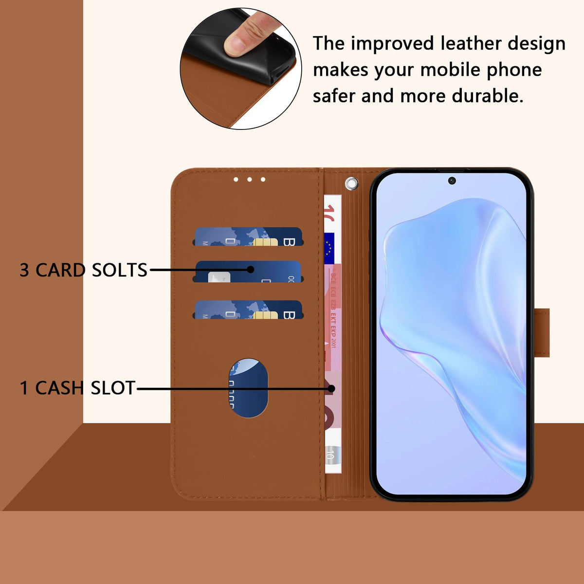 Xiaomi Redmi Note 17 (5G) EIDERWOOD Kunstlæder Flip Cover m. Strop & Kortholder - Brun