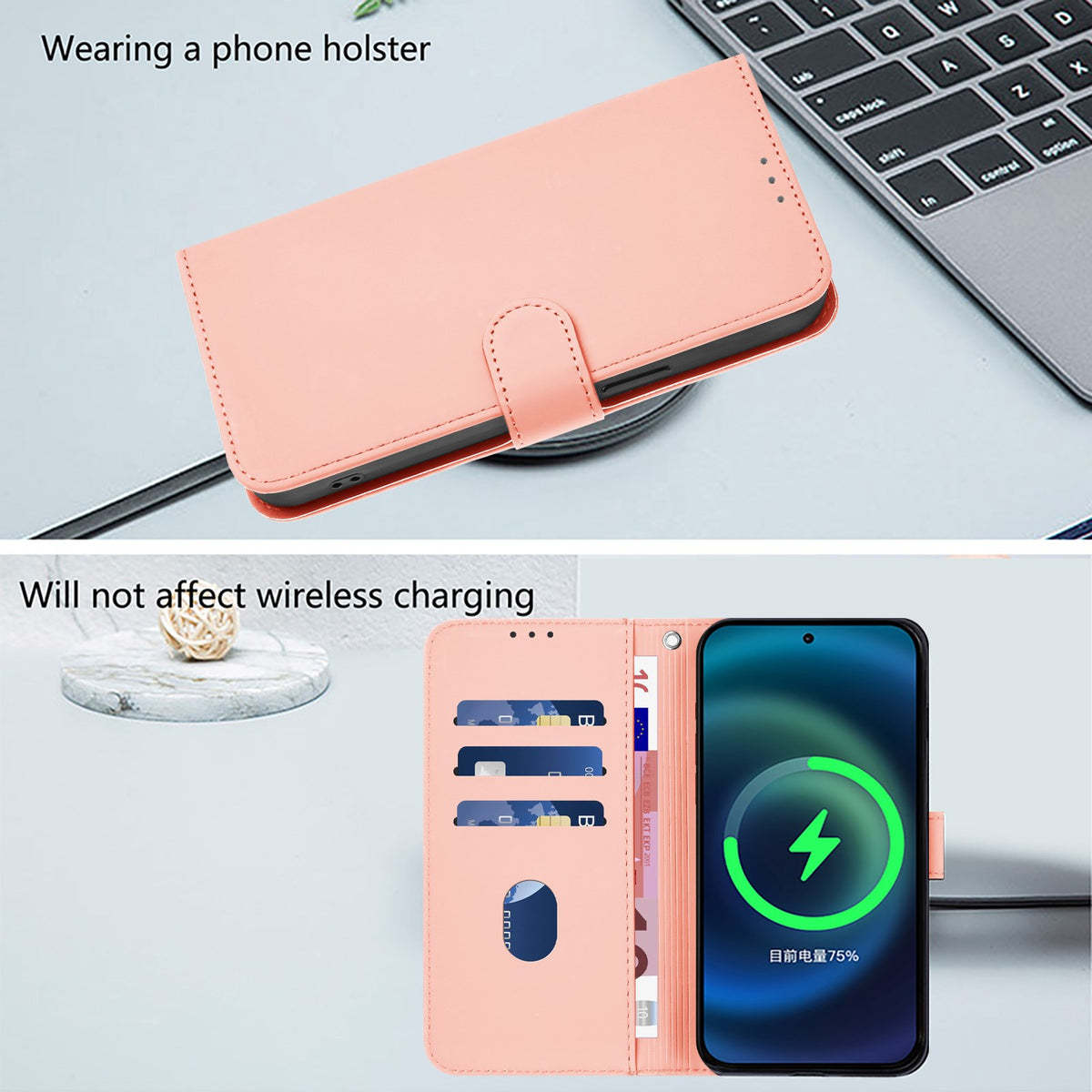 Xiaomi Redmi Note 17 (5G) EIDERWOOD Kunstlæder Flip Cover m. Strop & Kortholder - Lyserød