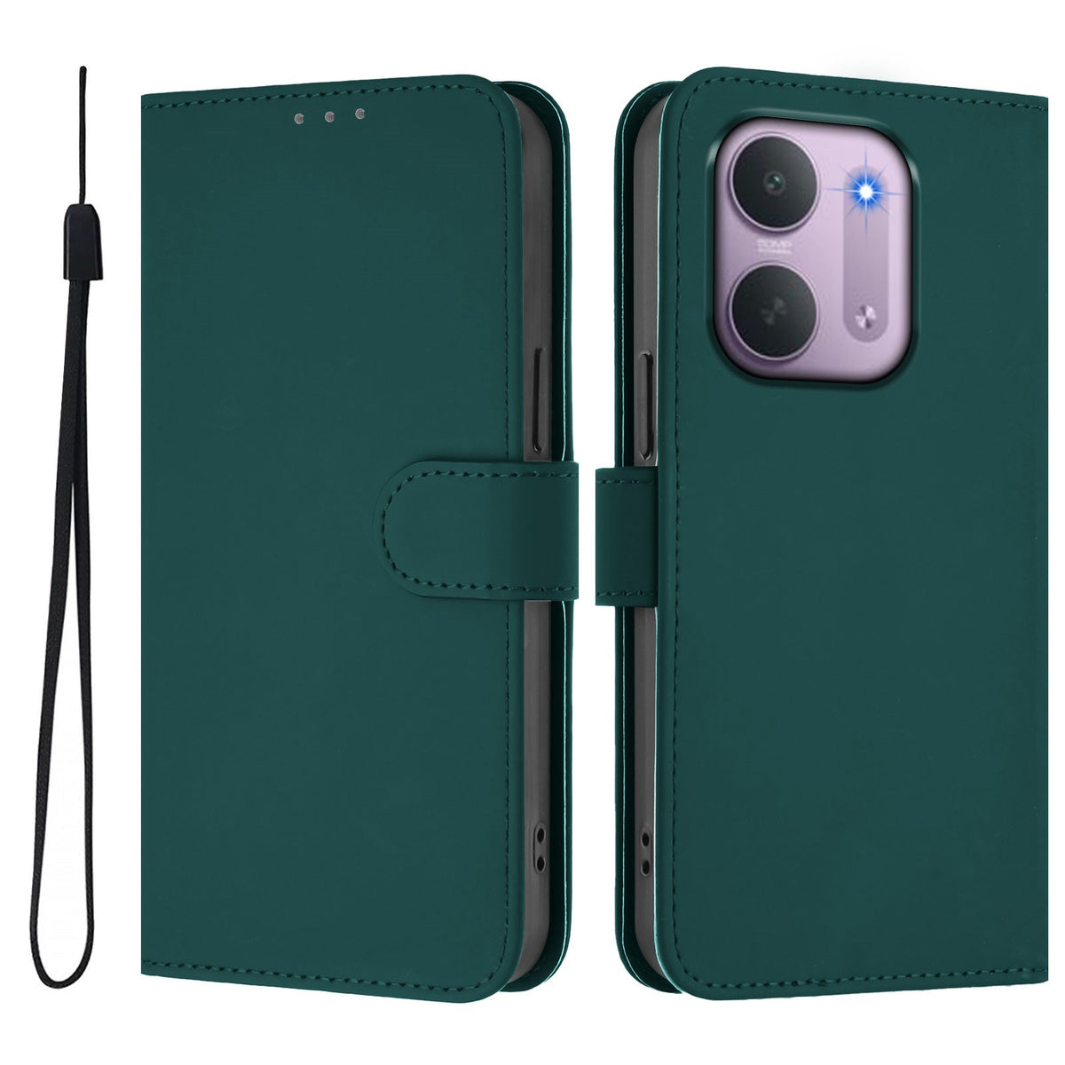 EIDERWOOD Xiaomi Redmi 17C (5G) Kunstlæder Flip Mobil Cover m. Strop - Grøn