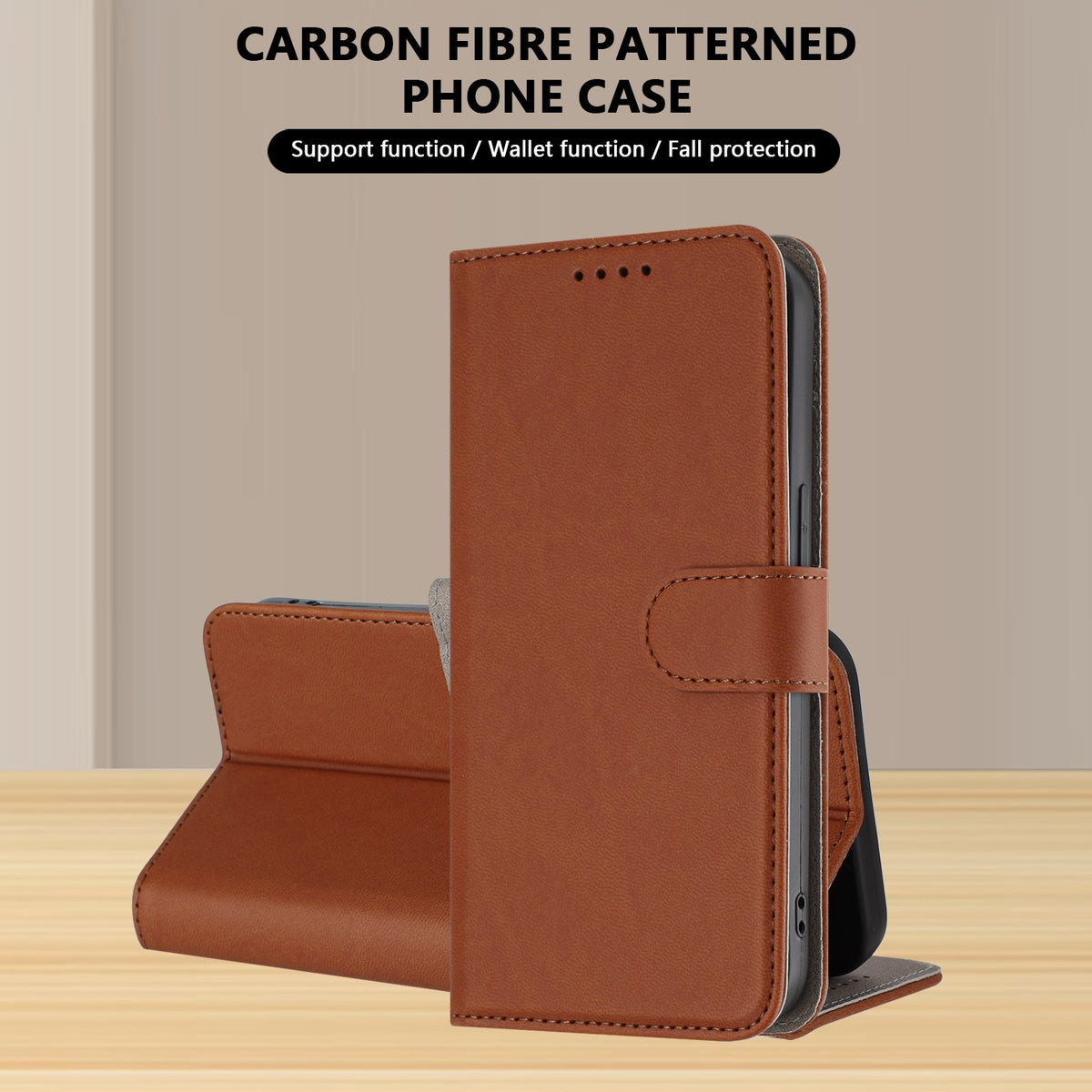 EIDERWOOD Xiaomi Redmi 17 (5G) / (4G) Kunstlæder Flip Mobil Cover med Kortholder og Ståfunktion - Brun