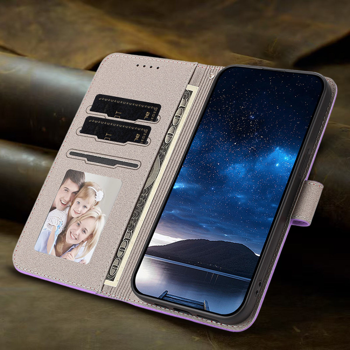 EIDERWOOD Xiaomi Redmi 17 (5G) / (4G) Kunstlæder Flip Mobil Cover med Kortholder og Ståfunktion - Lyslilla