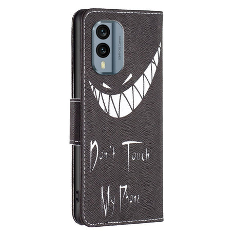 Nokia X30 Læder Flip Cover m. Pung & Print - "Don't Touch My Phone"