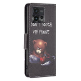 Motorola Moto G72 Læder Flip Cover m. Pung - "DON'T TOUCH MY PHONE" / Bjørn