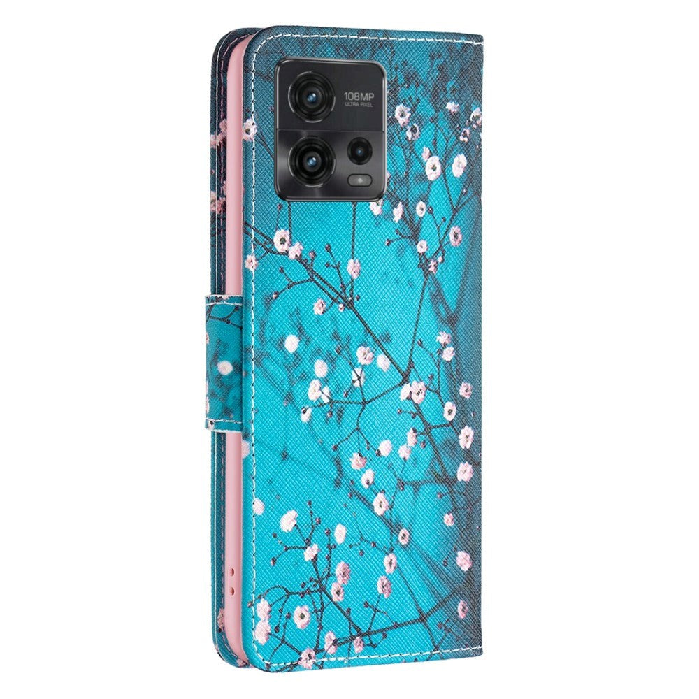 Motorola Moto G72 Læder Flip Cover m. Pung - Blomstring