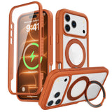 EIDERWOOD iPhone 18 Pro Max / 17 Pro Max Mobil Cover m. Skærmbeskyttelse og Kickstand - MagSafe Kompatibel - Orange / Gennemsigtig