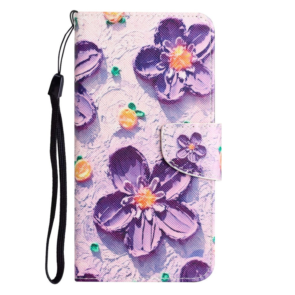 Samsung Galaxy A54 (5G) Læder Flip Cover m. Pung - Lilla Blomst