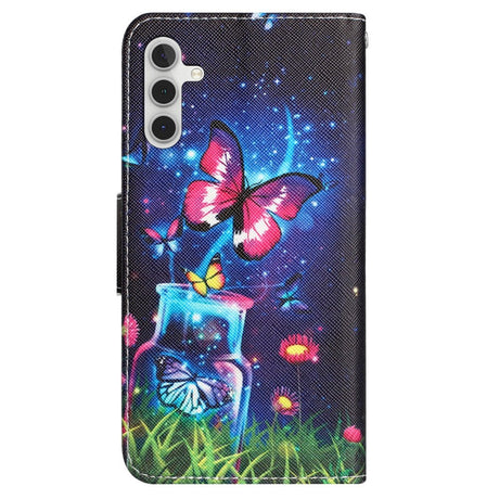 Samsung Galaxy A54 (5G) Læder Flip Cover m. Pung - Stjernehimmel & Sommerfugle