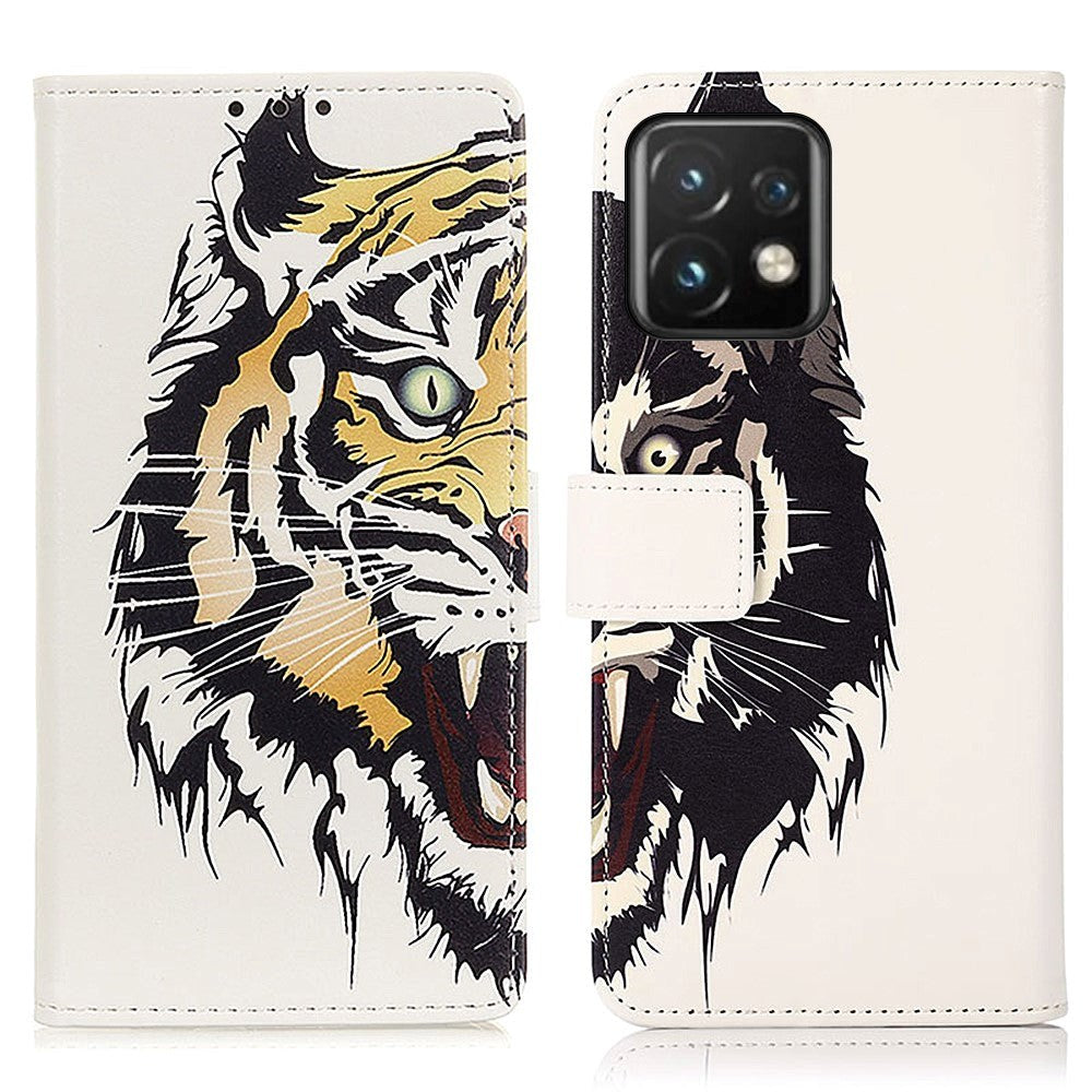 Motorola Edge 40 Pro Læder Flip Cover m. Pung - Tiger