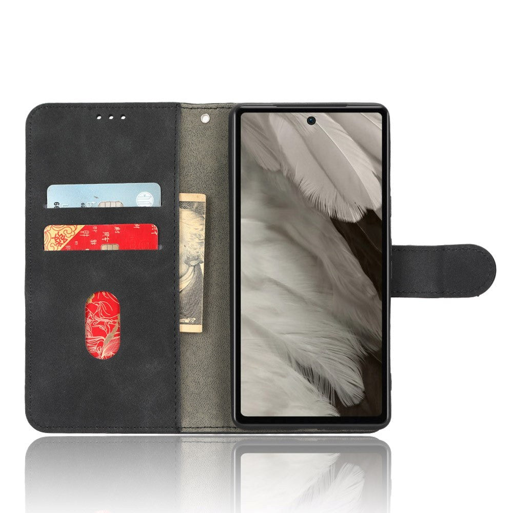 Google Pixel 7A Læder Flip Cover m. Kortholdere - Sort