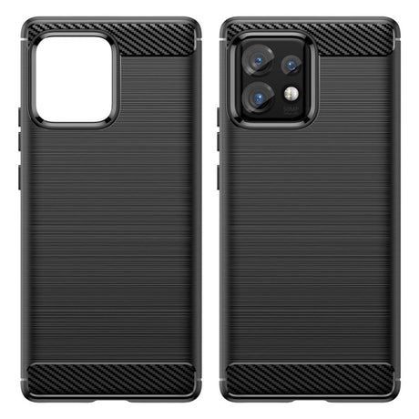 Motorola Edge 40 Pro Brushed Carbon Fiber Bagside Cover - Sort