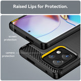 Motorola Edge 40 Pro Brushed Carbon Fiber Bagside Cover - Sort