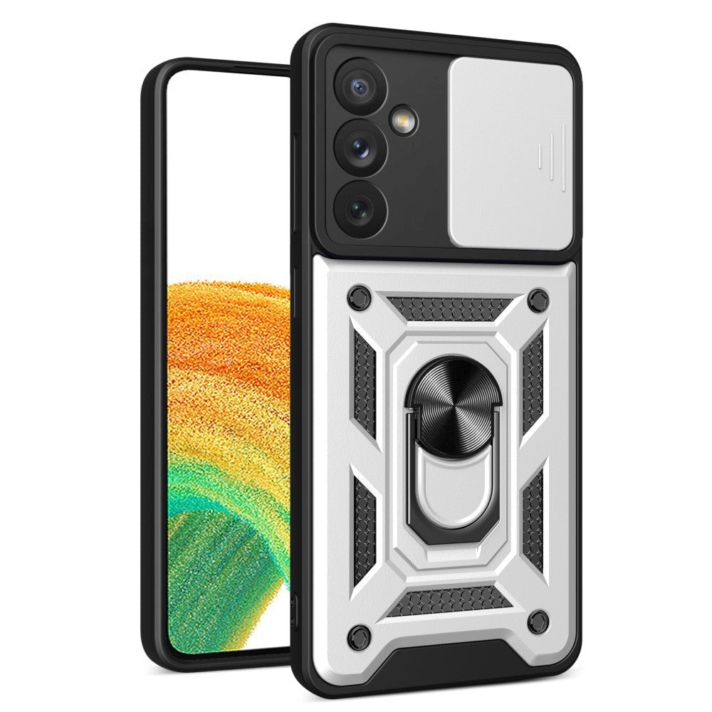 Samsung Galaxy A34 (5G) Håndværker Bagside Cover m. Magnetisk Kickstand & Cam Slider - Sølv