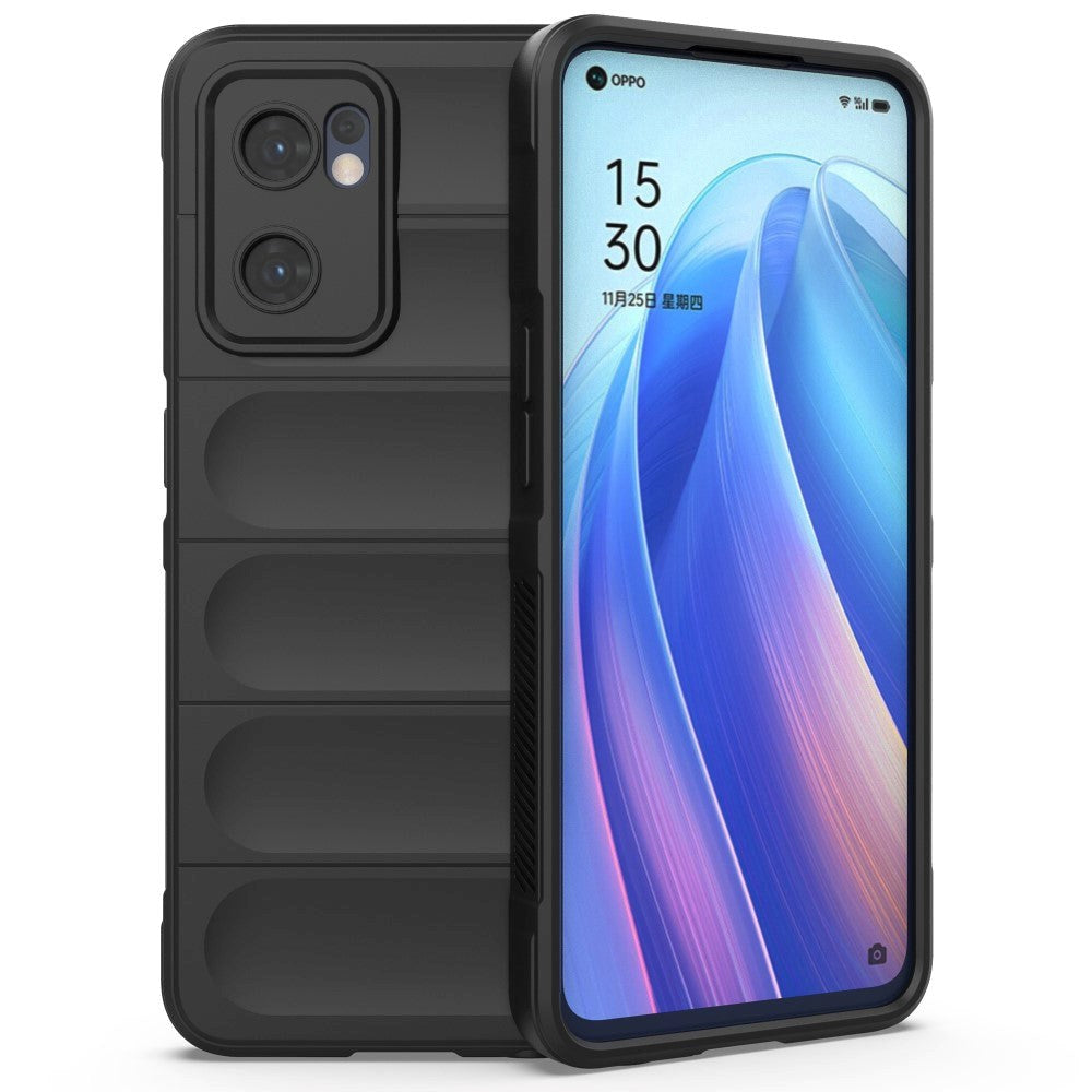 Oppo Reno7 / Find X5 Lite Fleksibelt Plastik Bagside Cover - Sort