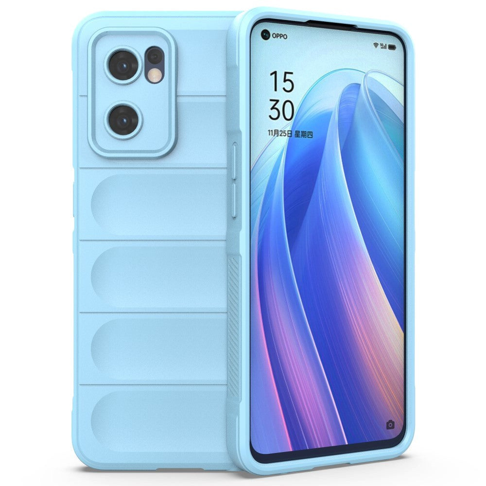 Oppo Reno7 / Find X5 Lite Fleksibelt Plastik Bagside Cover - Lyseblå