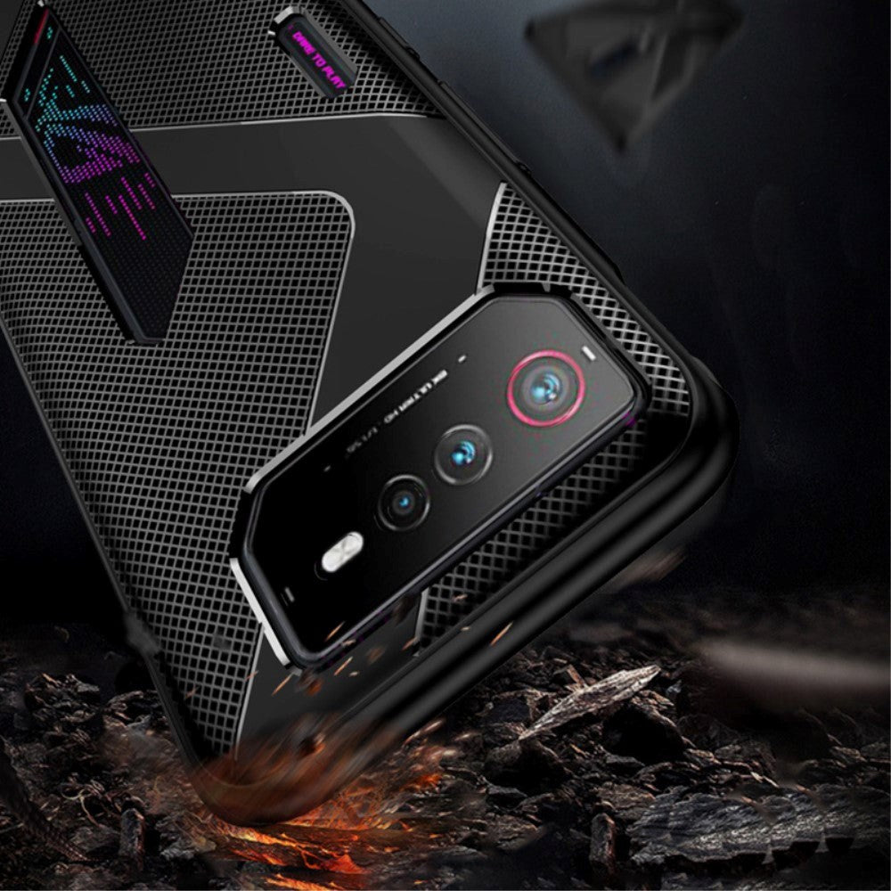 Asus ROG Phone 6 Carbon Fleksibelt Plastik Bagside Cover - Sort