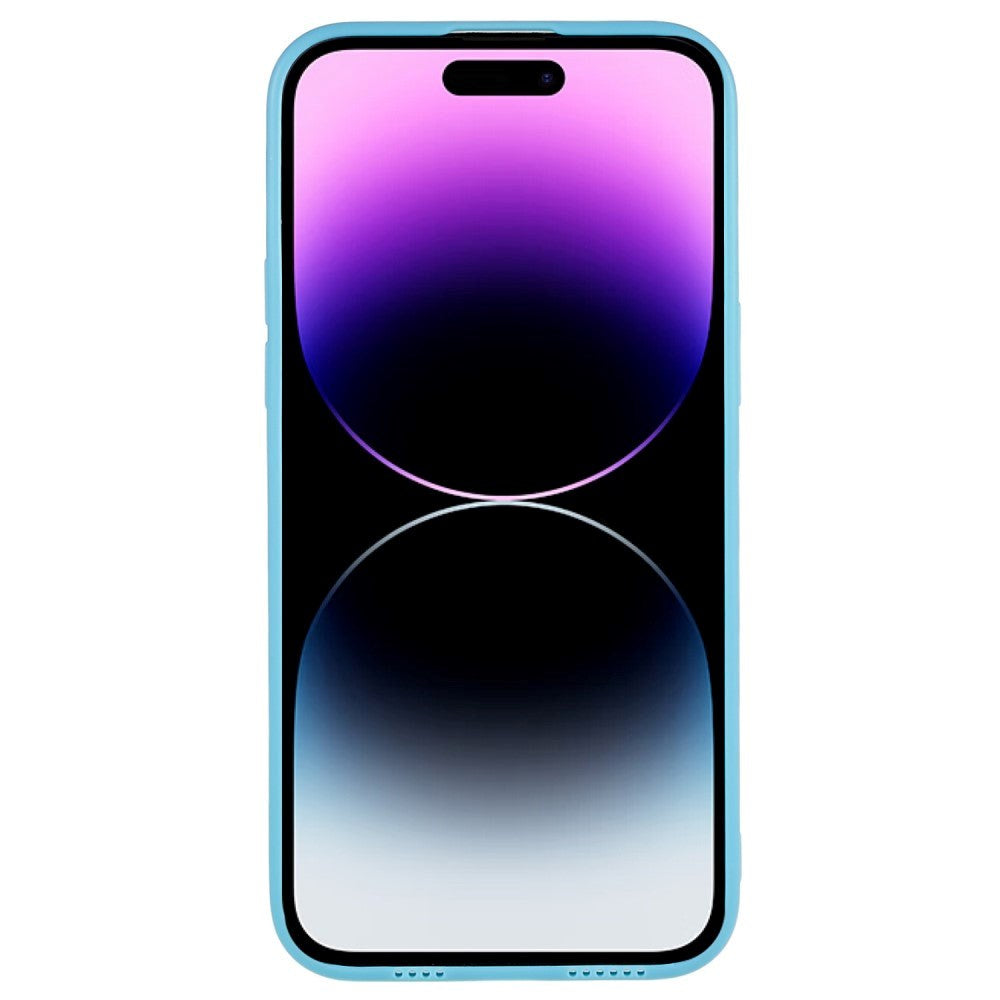 iPhone 14 Pro Læderbetrukket 3D Plastik Bagside Cover m. Kameralinse Beskyttelse - Blå