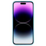 iPhone 14 Pro Læderbetrukket 3D Plastik Bagside Cover m. Kameralinse Beskyttelse - Blå