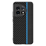 One Plus 11 TPU Carbon & Imiteret Læder Cover - Sort / Blå