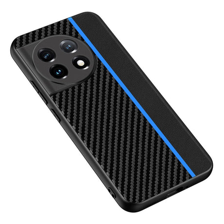 One Plus 11 TPU Carbon & Imiteret Læder Cover - Sort / Blå