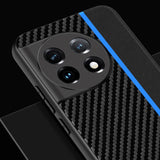 One Plus 11 TPU Carbon & Imiteret Læder Cover - Sort / Blå