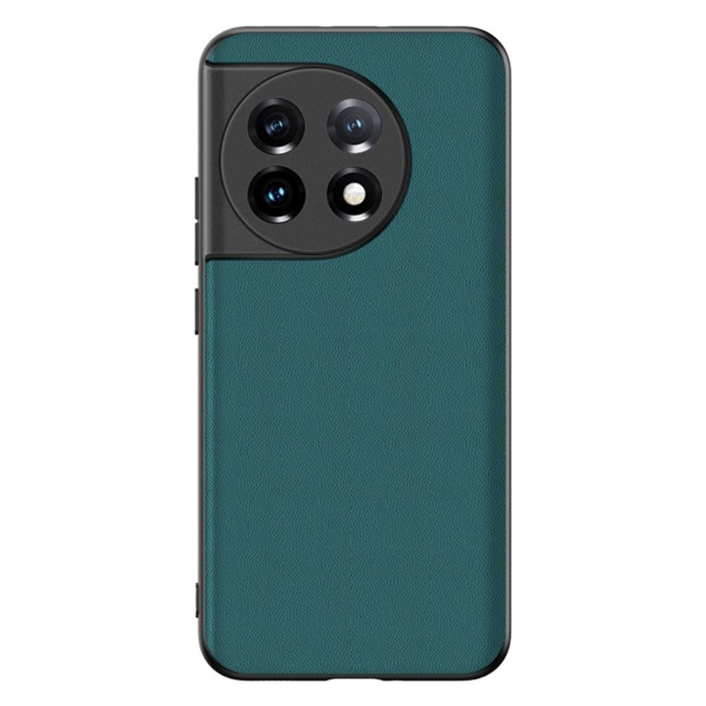 One Plus 11 TPU Carbon & Imiteret Læder Cover - Grøn