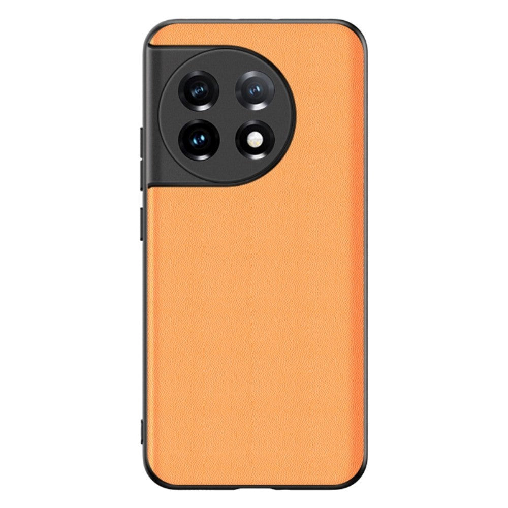 OnePlus 11 TPU Carbon & Imiteret Læder Cover - Orange