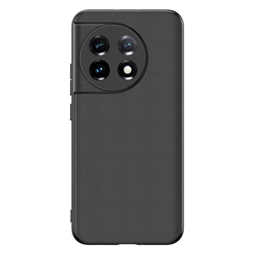 One Plus 11 TPU Carbon & Imiteret Læder Cover - Sort