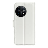 OnePlus 11 PU Litchi Læder Flip Cover m. Pung - Hvid