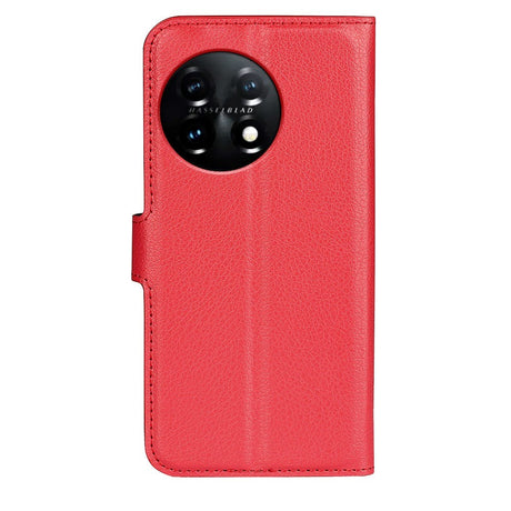 OnePlus 11 PU Litchi Læder Flip Cover m. Pung - Rød