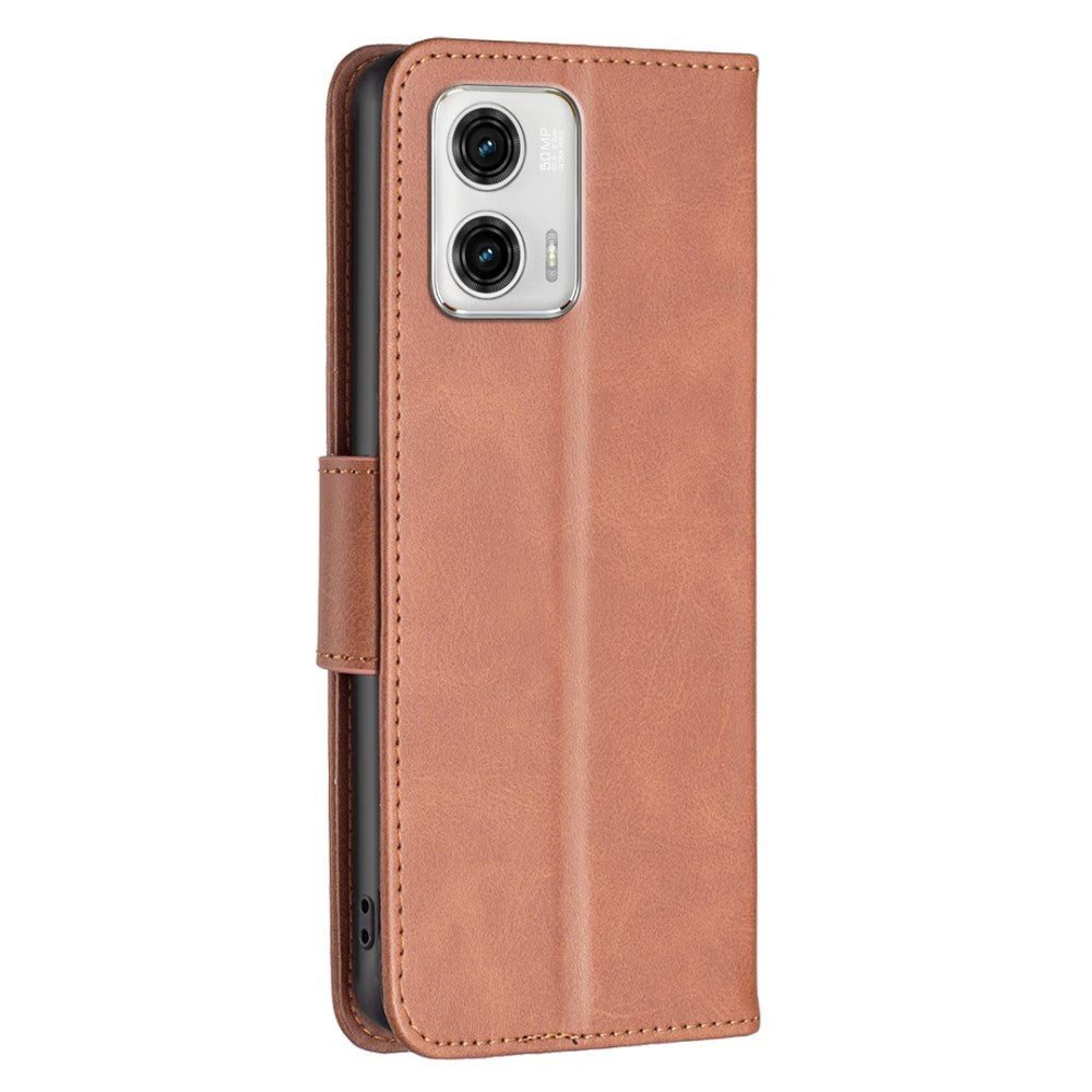 Motorola Moto G73 Læder Cover m. Pung og Strop - Brun