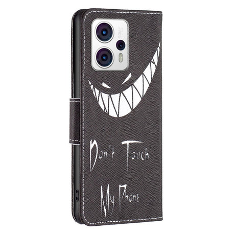 Motorola Moto G13 / G23 / G53 Læder Flip Cover m. Pung & Print - "Don't Touch My Phone"