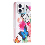 Motorola Moto G13 / G23 / G53 Læder Flip Cover m. Pung & Print - Blomster og Sommerfugle