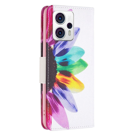 Motorola Moto G13 / G23 / G53 Læder Flip Cover m. Pung & Print - Solsikke