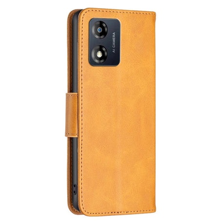 Motorola Moto E13 Læder Flip Cover m. Pung og Strop - Lysebrun