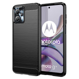 Motorola Moto G13 / G23 Brushed Carbon Fiber Bagside Cover - Sort