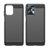 Motorola Moto G13 / G23 Brushed Carbon Fiber Bagside Cover - Sort