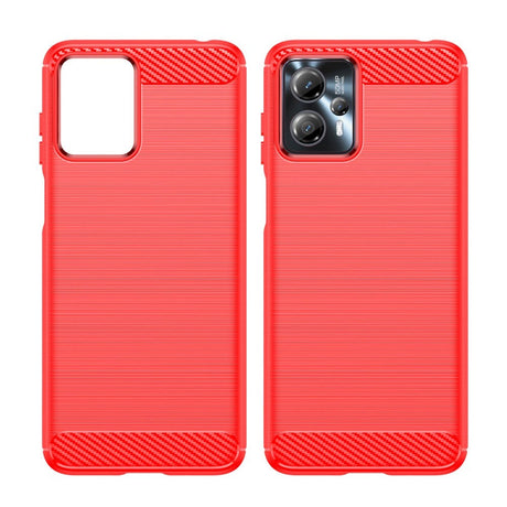 Motorola Moto G13 / G23 Brushed Carbon Fiber Bagside Cover - Rød