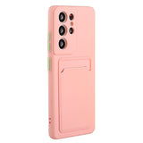 Samsung Galaxy S23 Ultra Fleksibel Plastik Bagside Cover m. Kortholder - Pink