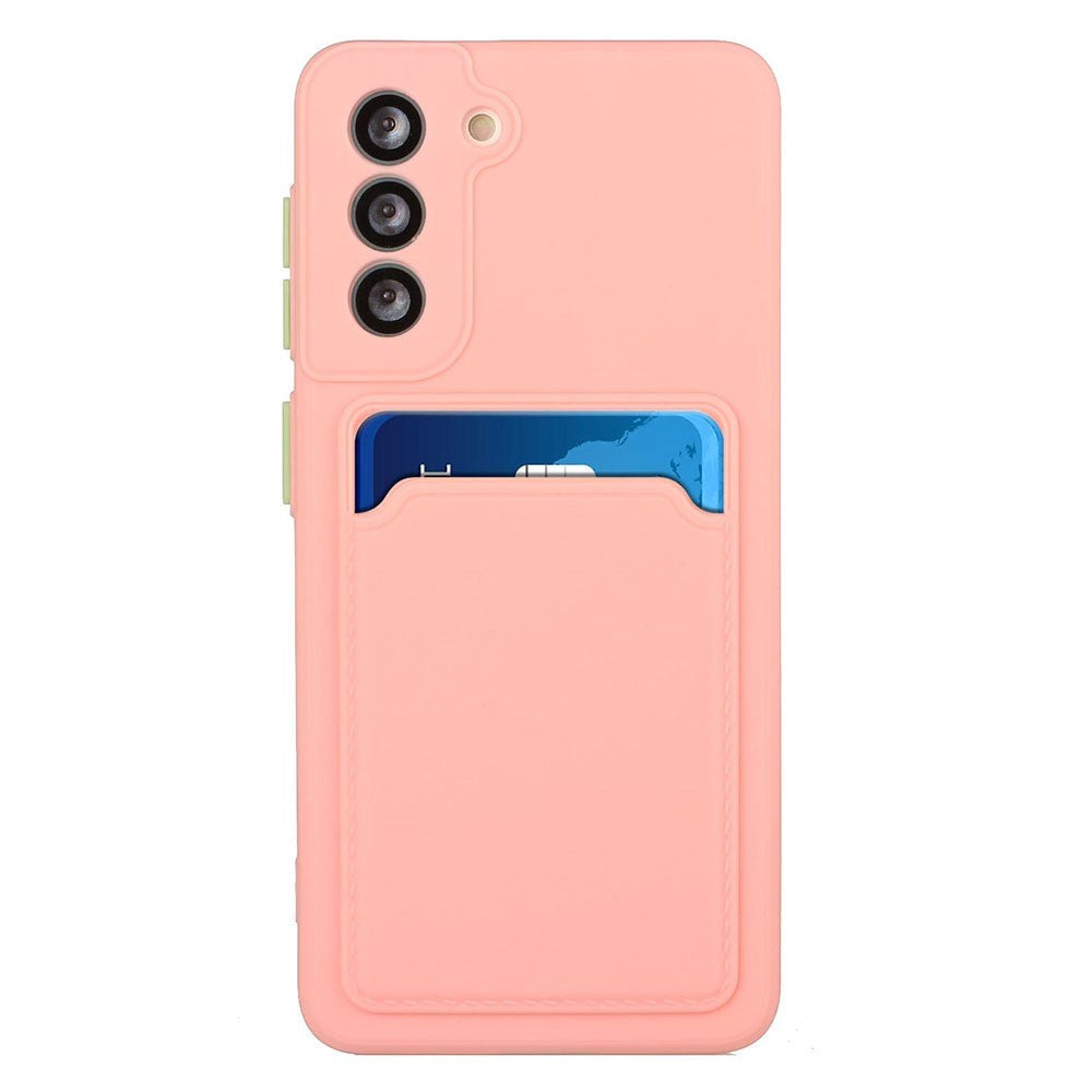 Samsung Galaxy S23 Fleksibel Plastik Bagside Cover m. Kortholder - Pink