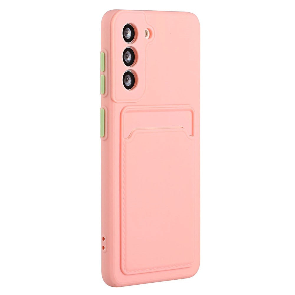 Samsung Galaxy S23 Fleksibel Plastik Bagside Cover m. Kortholder - Pink