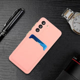 Samsung Galaxy S23 Fleksibel Plastik Bagside Cover m. Kortholder - Pink