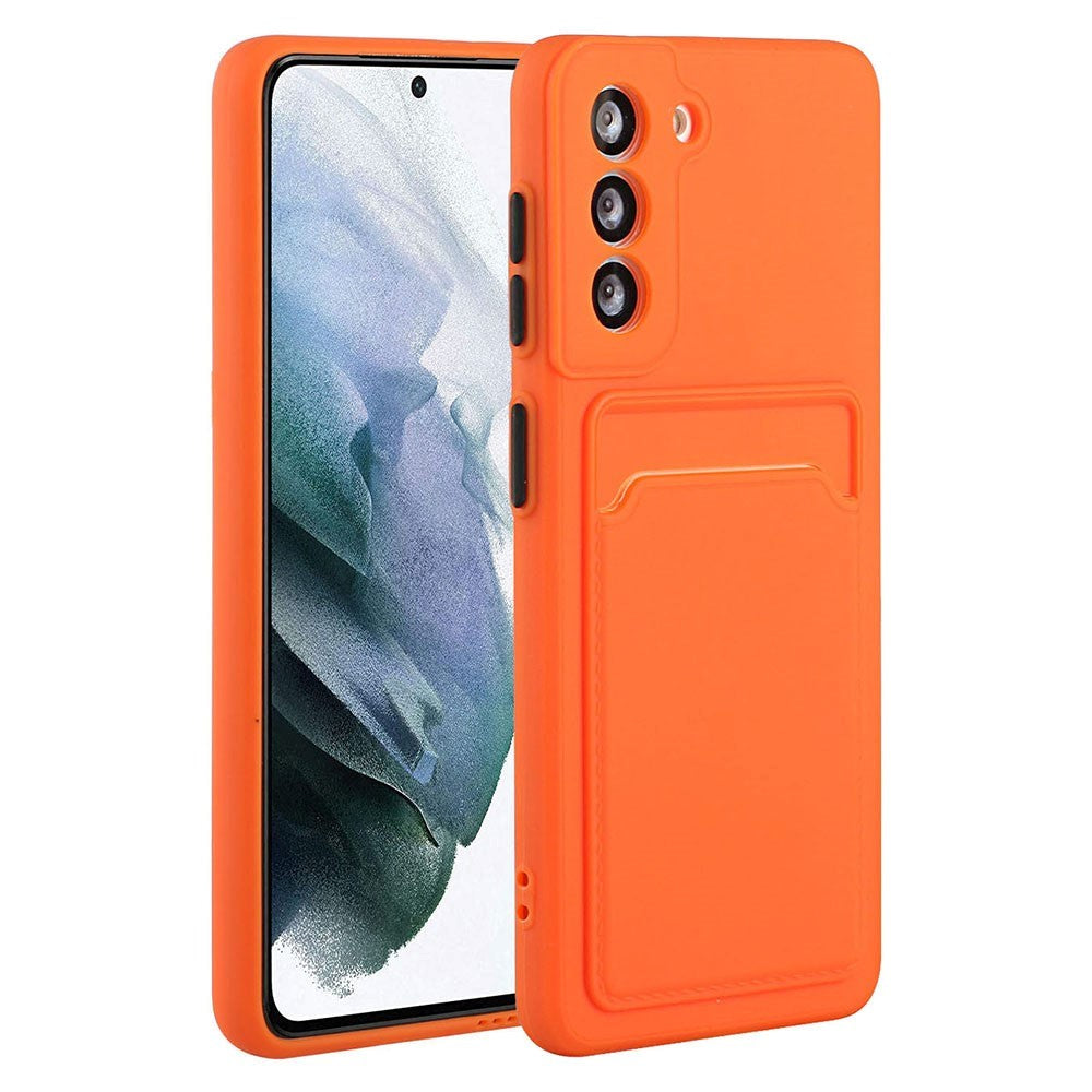 Samsung Galaxy S23+ (Plus) Fleksibel Plastik Bagside Cover m. Kortholder - Orange